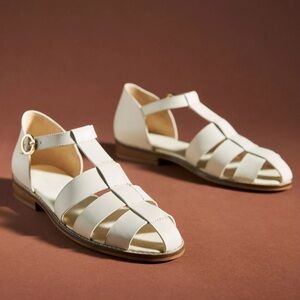 ANTHROPOLOGIE NIB 41 PILCRO The Maris Fisherman Sandals Ivory Leather NEW IN BOX